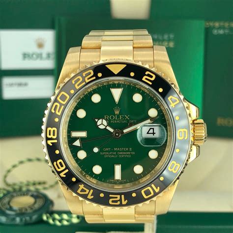 rolex gmt solid gold green dial